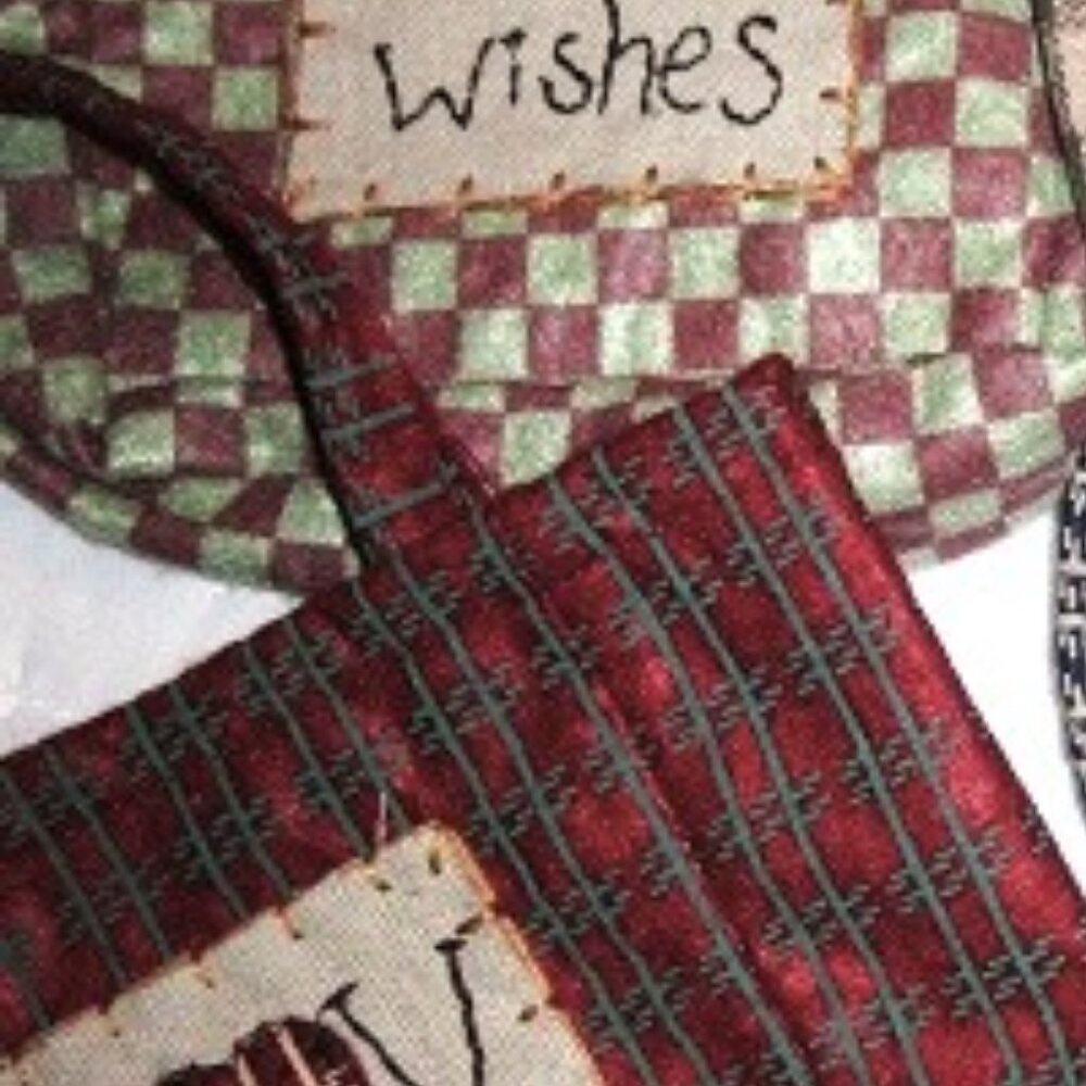 3 Primitive Hearts Small bags/Tote Cottagecore Plaid JOY WISHES PEACE